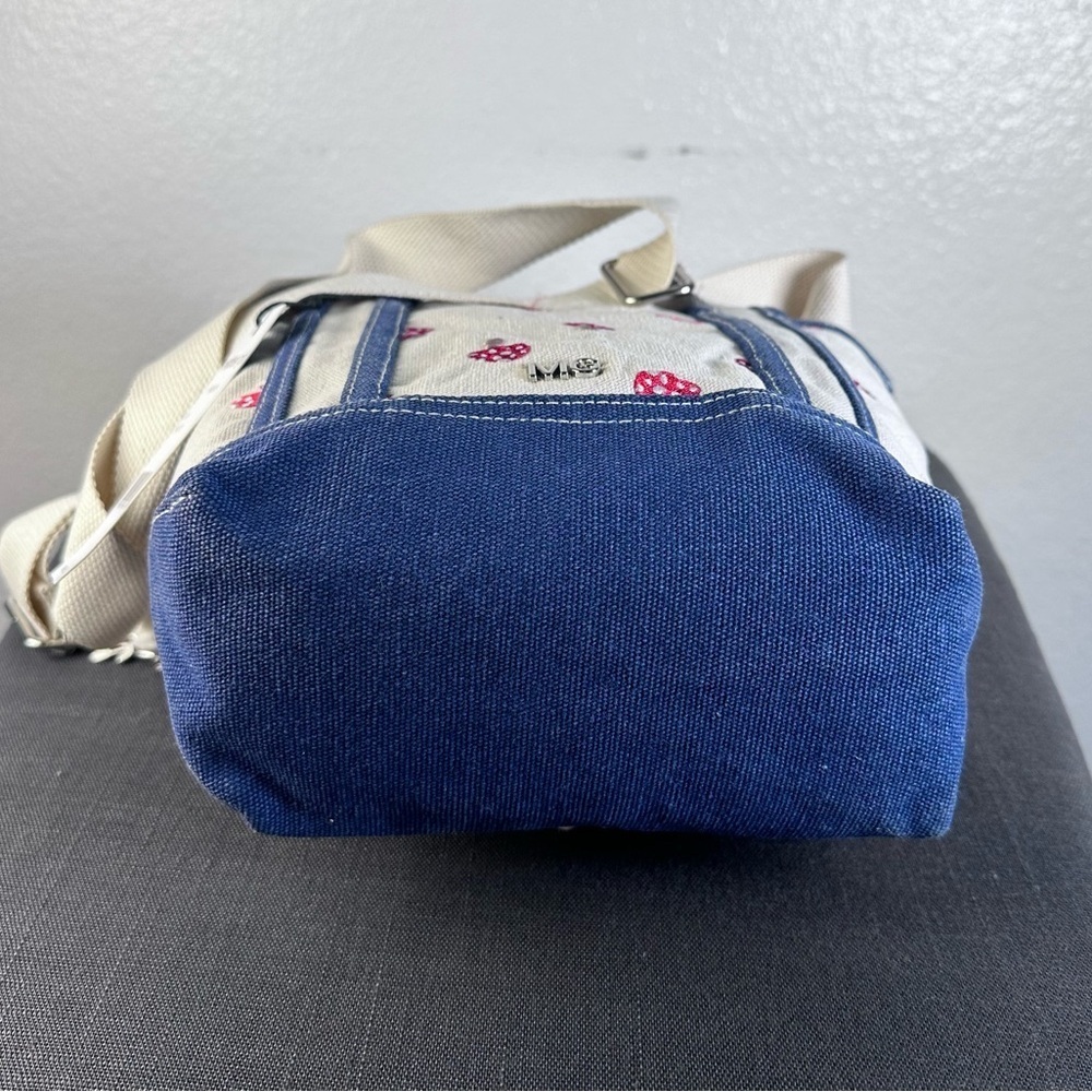 Madden Girl Mini Tote Mushroom Navy Blue Teddy Bear Jeweled Keychains - Picture 7 of 7